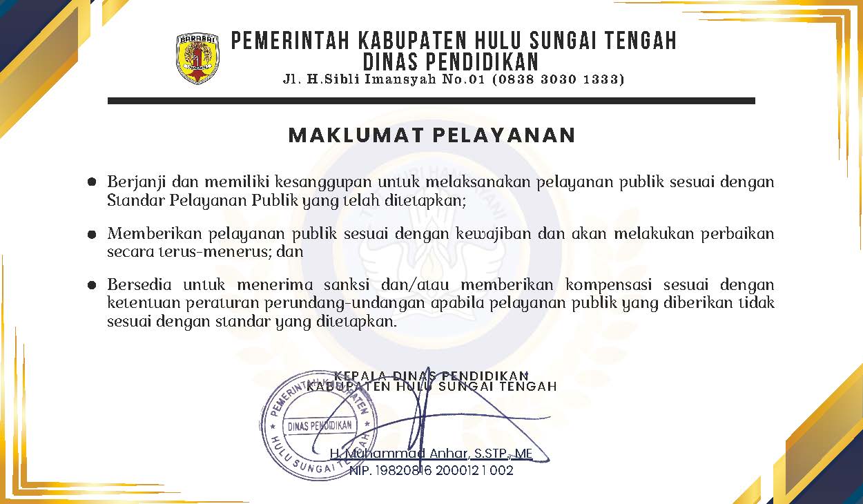 Maklumat Pelayanan Dinas Pendidikan HST